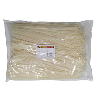 Picture of POWERFORCE Cable Tie Natural 370mm x 4.8mm Nylon Pack of 1000.