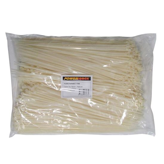 Picture of POWERFORCE Cable Tie Natural 370mm x 4.8mm Nylon Pack of 1000.