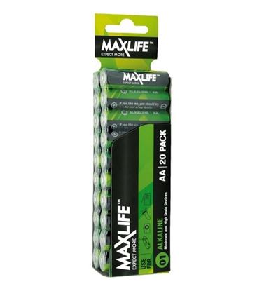 Picture of MAXLIFE AA  Alkaline Battery 20 Pack Long Lasting Alkaline Formula.