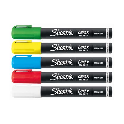 Picture of Sharpie Assorted Chalk Wet Erase Marker. Pack of 5