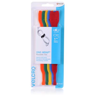 Picture of VELCRO Brand 25mm x 200mm ONE-WRAP Reusable Hook & Loop 5 Pack Cable