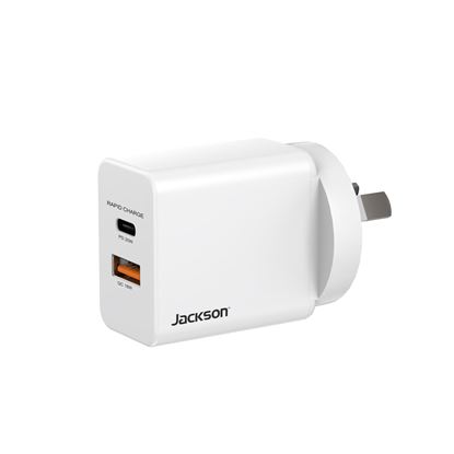 Picture of JACKSON 20W Dual Port USB Wall Charger with 1x USB-A (18W) & 1x