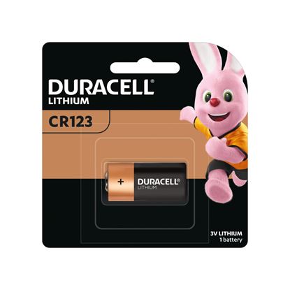 Picture of DURACELL CR123 Lithium Battery. 