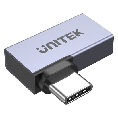 Picture of UNITEK USB-C 90 Degree Adapter. Type-C Male to Female.