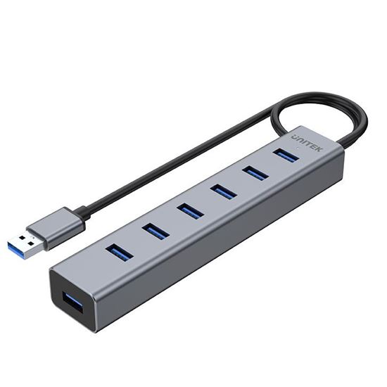 Picture of UNITEK USB-A 3.0 7-Port Hub. Apple Style Aluminium Design.