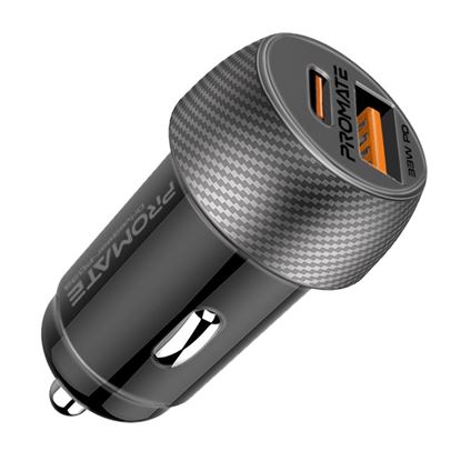 Picture of PROMATE 33W Ultra-Fast Dual Port Compact In-Car Phone Charger.