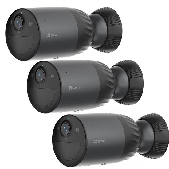 Picture of EZVIZ 8MP (4K) 3-Pack BC1C Outdoor IP65 Security Camera Bundle.