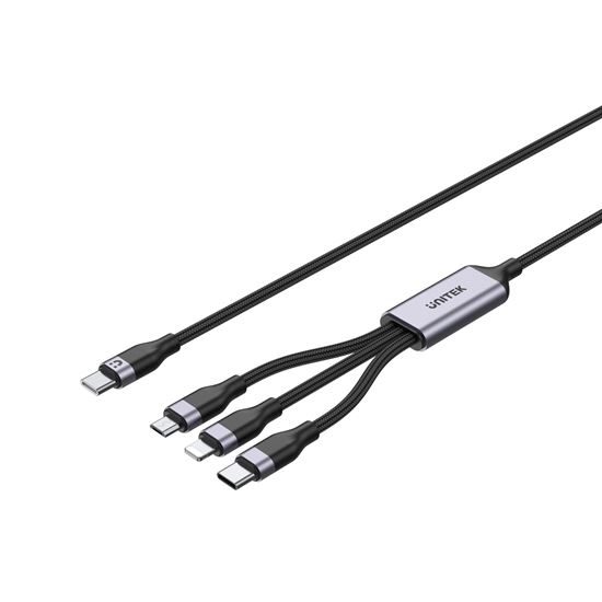 Picture of UNITEK 1.5m 20W 3in1 USB-C Data & Charge Cable with USB-C, Lightning,