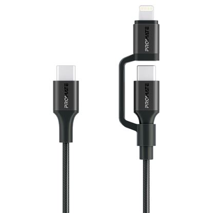 Picture of PROMATE 1.2m 60w MFi Certified 2-in-1 USB-C Sync & Charge Cable.