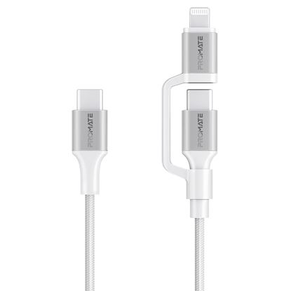 Picture of PROMATE 1.2m 60w MFi Certified 2-in-1 USB-C Sync & Charge Cable.