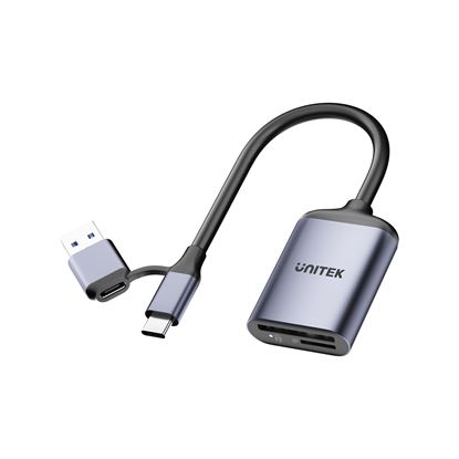 Picture of UNITEK 2-in-1 USB-C/A SD4.0 Card Reader.