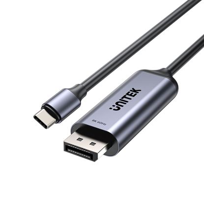 Picture of UNITEK 1.8m 8K USB-C DisplayPort 1.4 Cable in Aluminium Housing.