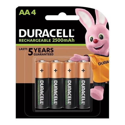 Picture of DURACELL AA Rechargeable Battery (2500 Mah). Pack of 4