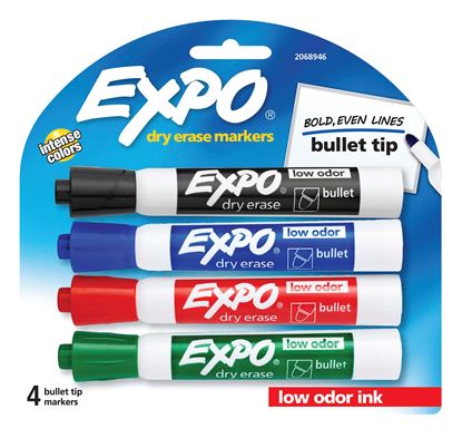 Picture of EXPO Dry Erase Markers Bullet Marker 4-Pack. 4x Assorted Colours.