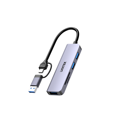 Picture of UNITEK 5-in-1 5Gbps USB Multi-Port Hub with USB-C/A Connector.