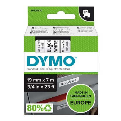 Picture of DYMO Genuine D1 Label Cassette Tape 19mm x 7M, Black on White