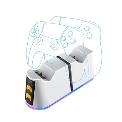 Picture of VERTUX 2-in-1 Charging Dock for PS5 DualSense Controller with RGB