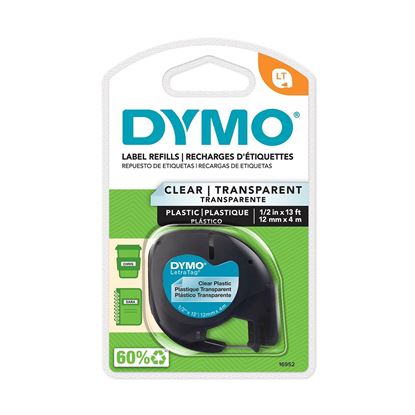 Picture of DYMO Genuine LetraTag Labeller Plastic Tape 12mm x 4M. Black on