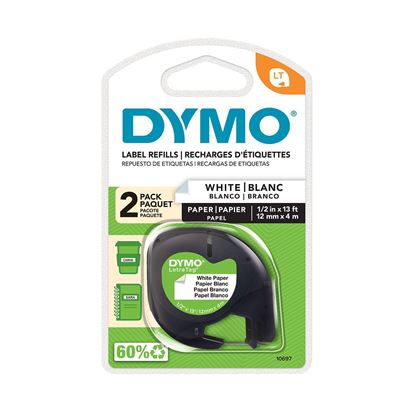 Picture of Dymo LT 92630 12mm x 4m Paper Whi 2pk Tapes for LetraTag labeller