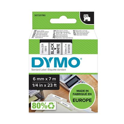 Picture of DYMO Genuine D1 Label Cassette Tape 6mm x 7M, Black on White