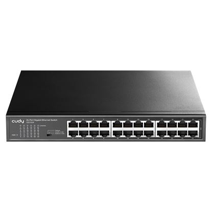 Picture of CUDY 24-Port Gigabit Unmanaged Desktop Switch in Metal Case.