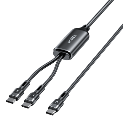 Picture of UNITEK 2-in-1 USB-C Cable with Dual Connectors. Fast Charge iPhone 16