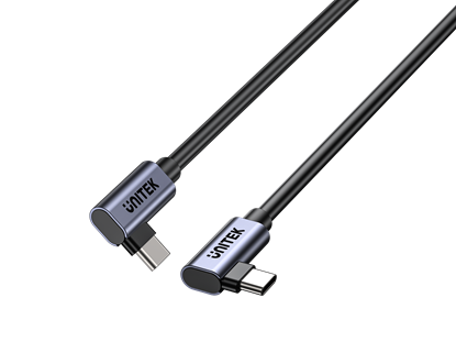 Picture of UNITEK 0.5m 100W Right Angle USB-C to Right Angle USB-C Cable.