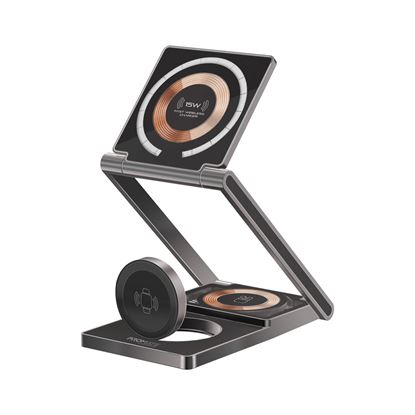 Picture of PROMATE 3-in-1 Foldable 15W MagSafe Wireless Charging Station.