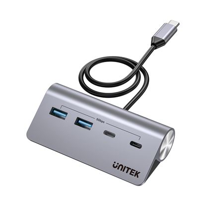 Picture of UNITEK 4-in-1 Multi-Port Hub with USB-C Connector. Includes 2x USB-C