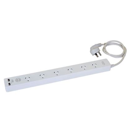 Picture of DYNAMIX 6-way 10A Home & Office Powerboard with two USB 3.4A