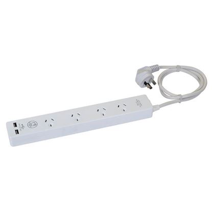 Picture of DYNAMIX 4-way 10A Home & Office Powerboard with two USB 3.4A