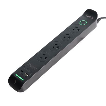 Picture of Raptor Master Switched 4 Way Surge Protected Powerboard