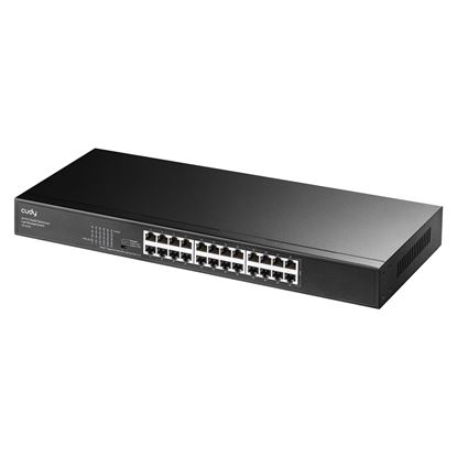 Picture of CUDY 24-Port Gigabit Managed Desktop Switch in Metal Case.