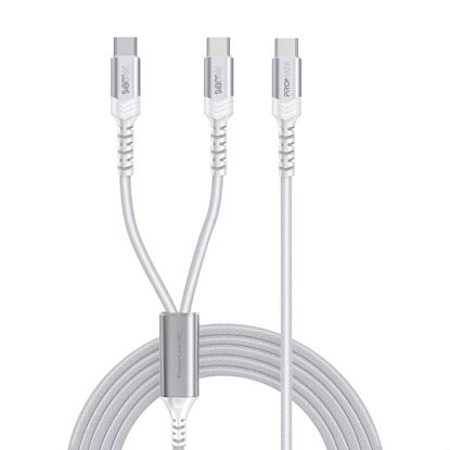 Picture of 1.4M 140W PD USB-C to Dual USB-C Charging Cable.